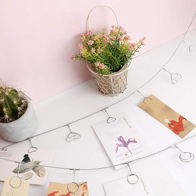 TFu Wall Hanging Photo Display, DIY Picture Photo Frame String with 12 Clips for Hanging Photos Notes and Artworks (Round Shape Clip) - Image 3